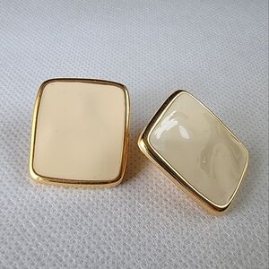 Vintage Monet Textured Enamel Clip On Earrings